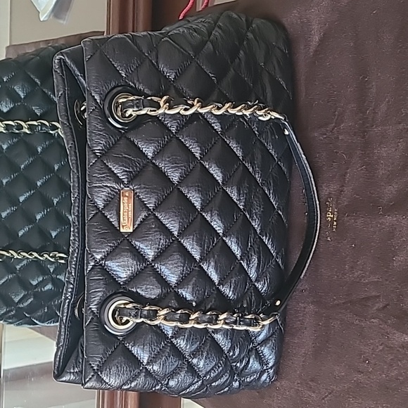 Kate Spade Black Quilted Shoulder Bag with Gold Chain - Picture 1 of 7